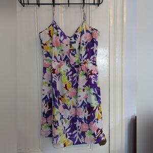 J Crew spaghetti strap purple floral dress